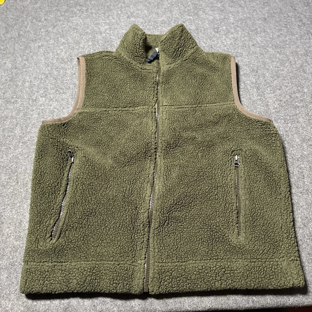 VTG 90s Gap Mens XS Deep Pile Fleece Vest Green‎ Full Zip Gorpcore Sherpa